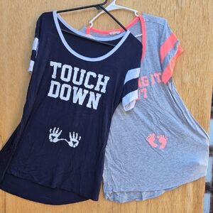 French Pastry Navy and Gray Womens Maternity Short Sleeve Shirts Set